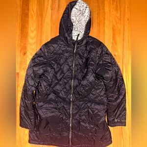 Black Quilted Hooded Jacket